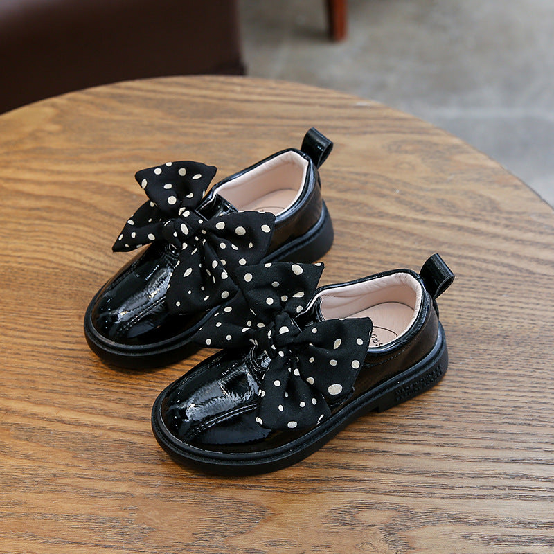 Polka Dot Bow Patent Leather Shoes